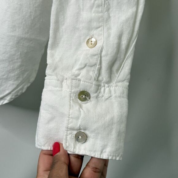 Rachel Zoe 100% Linen Button Up Top S Split Back Coastal Lagenlook Quiet Luxury - Picture 8 of 14